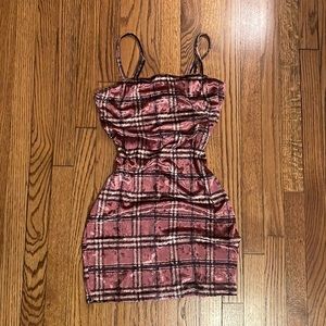 Plaid pink mini dress